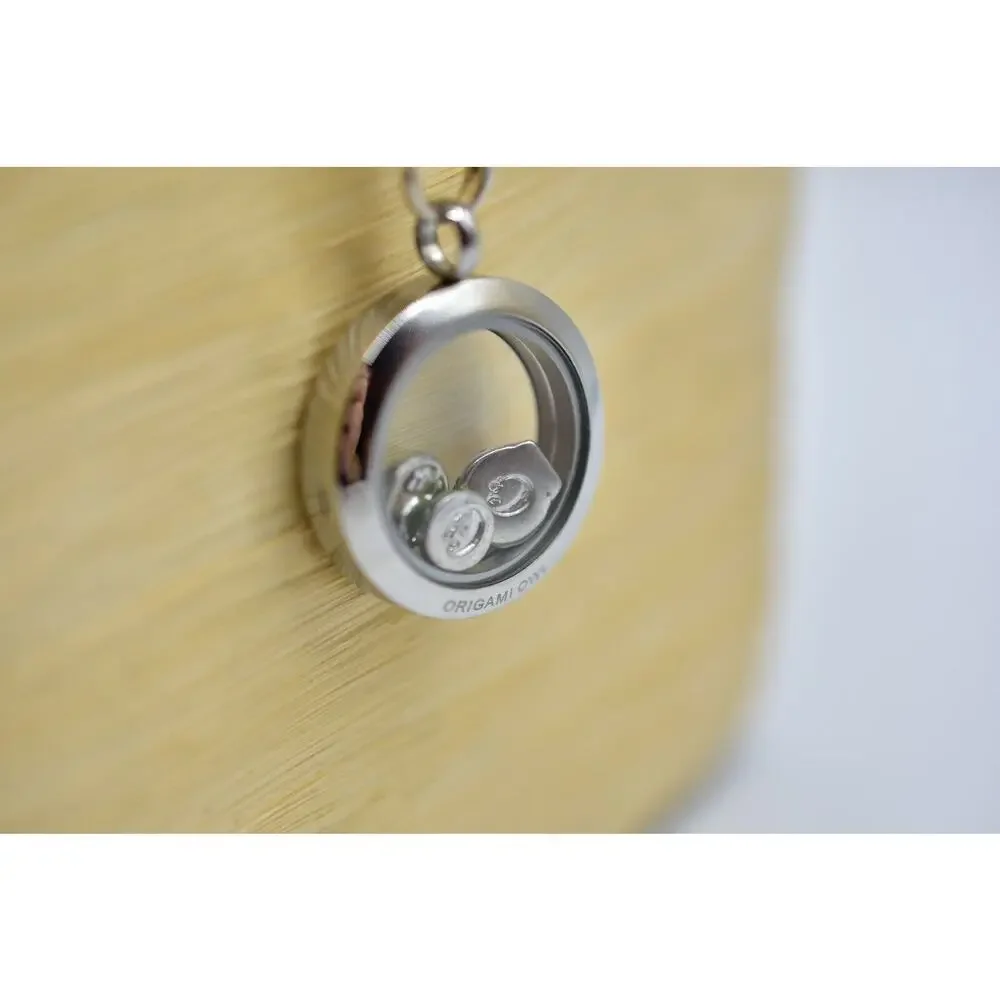 Origami Owl Necklace Case Charm Holder Pendant Cupcake Swim Baseball Signed BinE